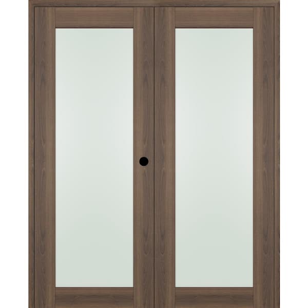 Belldinni Vona 207 64" x 80" Left Hand Active Full Lite Frosted Glass Pecan Nutwood Wood Composite Double Prehung French Door