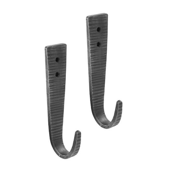 6.5" Tall Black Powder Coat Finish Hammered Strap (Set of 2), Decorative Hooks, Hooks for Hanging