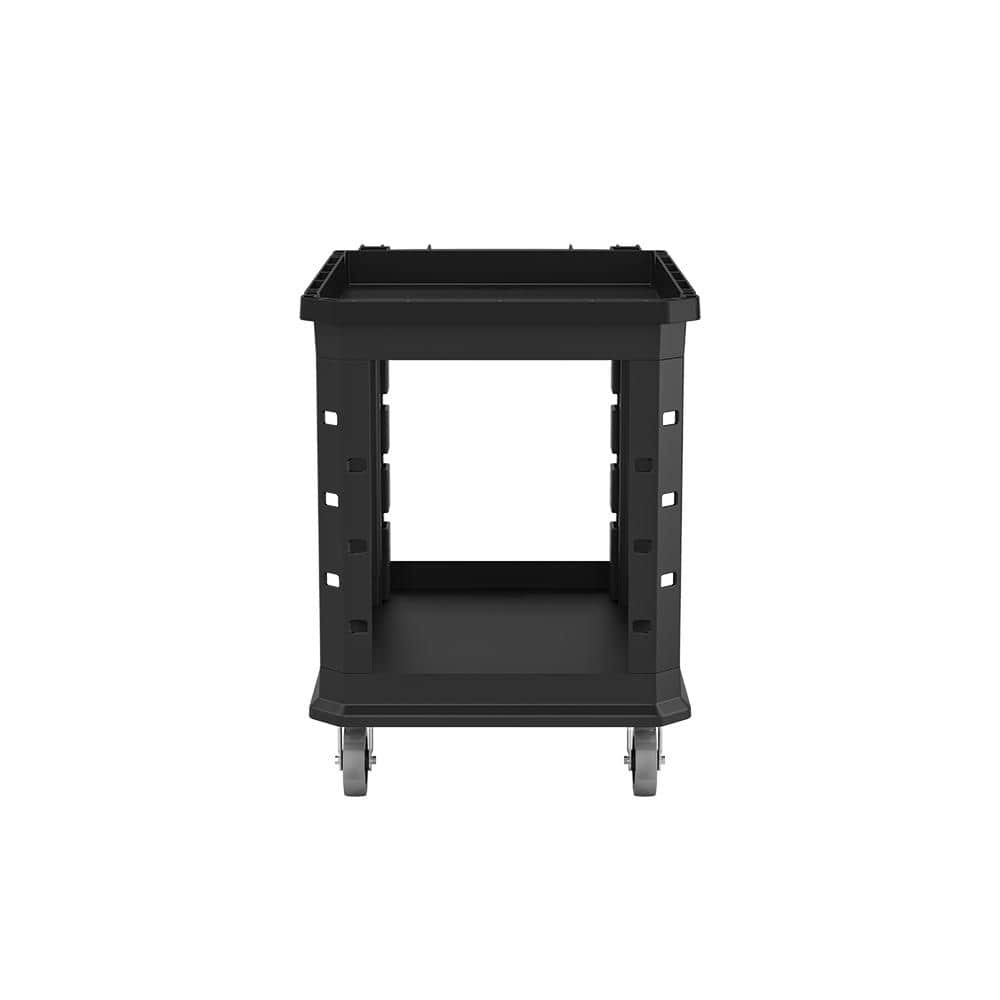 Heavy Duty Black Plastic Utility Cart with Polyurethane Wheels