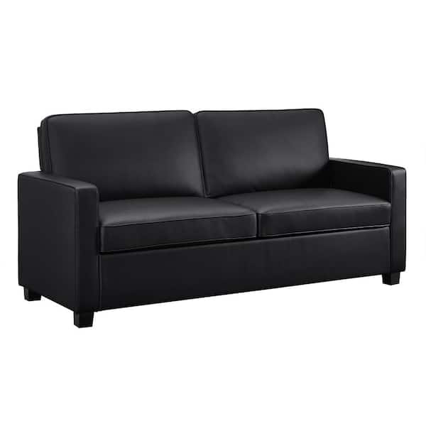 Dhp Celeste 70 In Black Faux Leather 2, Full Size Leather Sleeper Sofa
