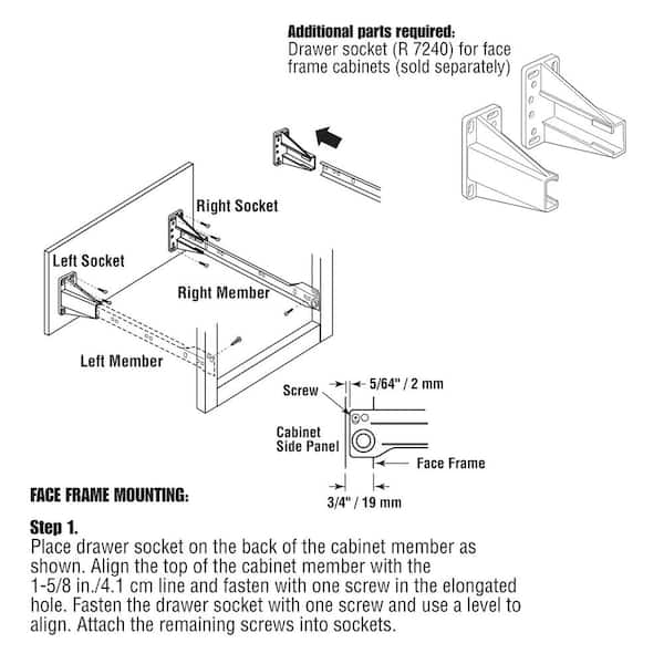 19-3/4 in. White Painted Steel Bottom-Mount Self-Closing Drawer Slides (1-pair)