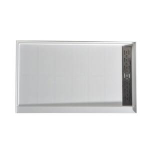 Alexander 60 in. L x 32 in. W Alcove Shower Pan Base w/Right Drain in Glossy White Marine Acrylic
