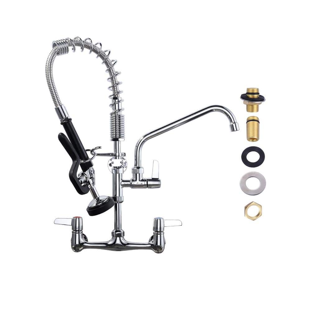 21 in. Commercial Triple Handles Pull Down Sprayer Kitchen Faucet with Pre-
