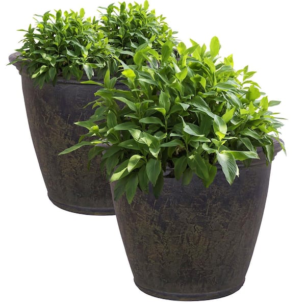 Sunnydaze Sunnydaze Anjelica 24 in. Sable Outdoor Resin Flower Pot Planter (2-Pack) - Dark Brown