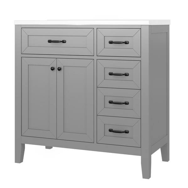 Ziyudura 36 in. Single Sink Freestanding Grey Bath Vanity with