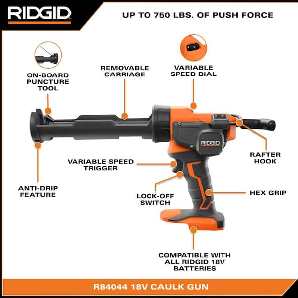 RIDGID 18V Cordless 10 oz. Caulk Gun and Adhesive Gun with 18V Lithium-Ion 1.5 Ah Battery