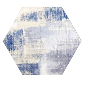 Nature Cement Blue Wood Look Hexagon 8 in. x 8 in. Glass Wall Tile (14.4 sq. ft./Case)