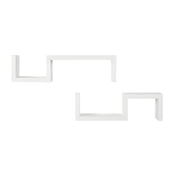 StyleWell 6 in. H x 24 in. W x 5 in. D White Wood Wall-Mount Floating Shelf (Set of 2)
