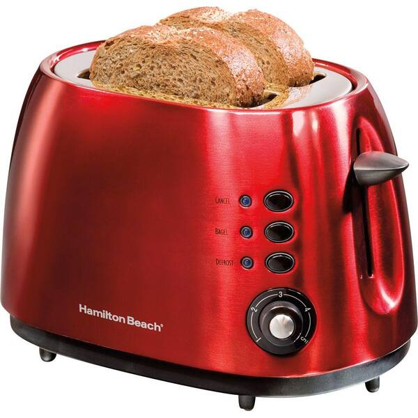 Hamilton Beach 2-Slice Bagel Toaster in Cherry Red with Defrost and Cancel Functions-DISCONTINUED