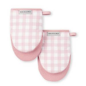 Gingham Cotton Dried Rose Mini Oven Mitt Set (2-Pack)