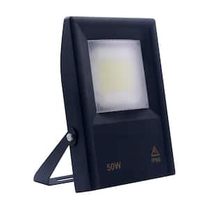 GE 50-Watt Black Outdoor Integrated LED White Thin Flood Light