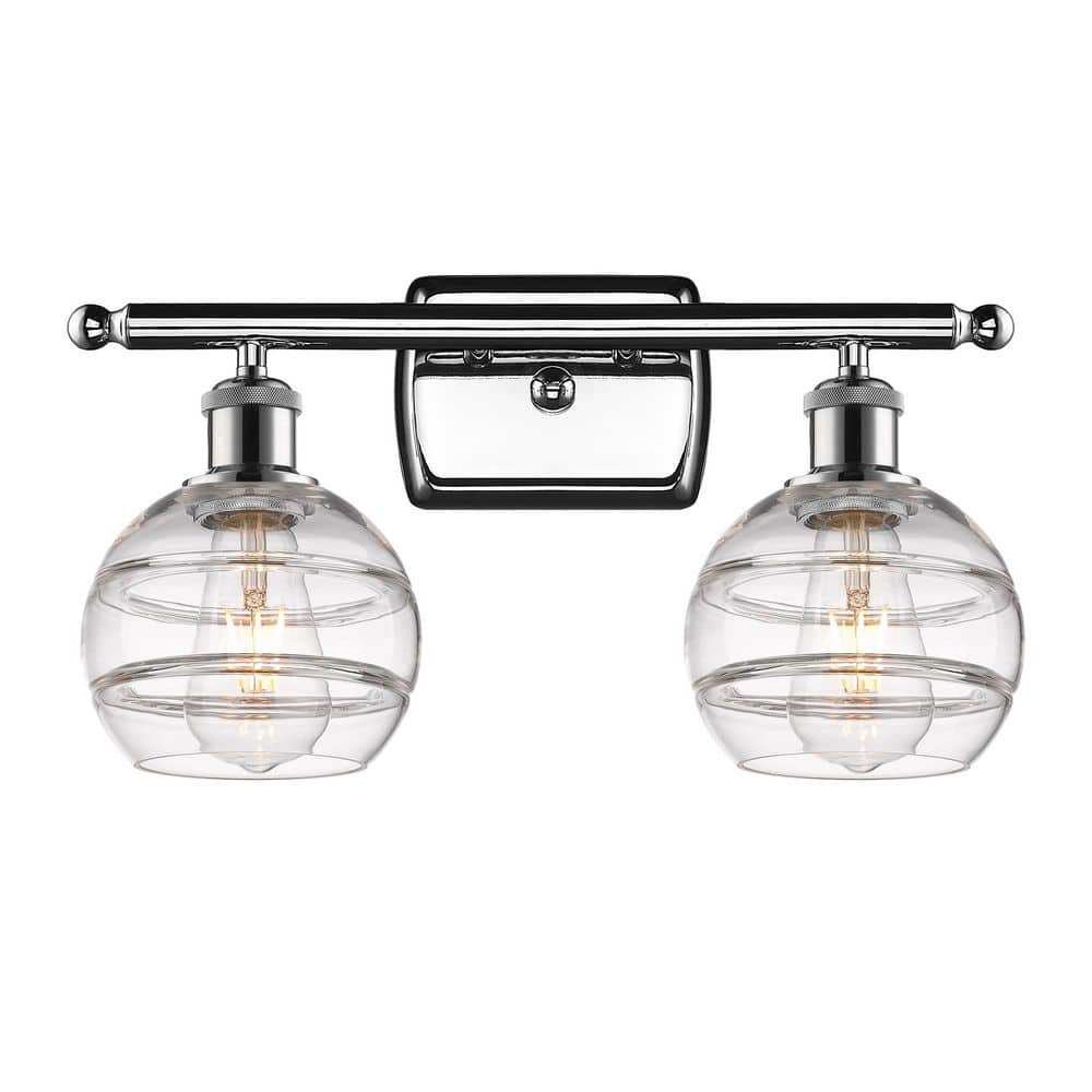 Rochester 15.88 in. 2-Light Polished Chrome Vanity Light with Glass Shade price history on PriceWatchPro