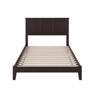 Madison Espresso Full Solid Wood Frame Low Profile Platform Bed with Attachable USB Device Charger