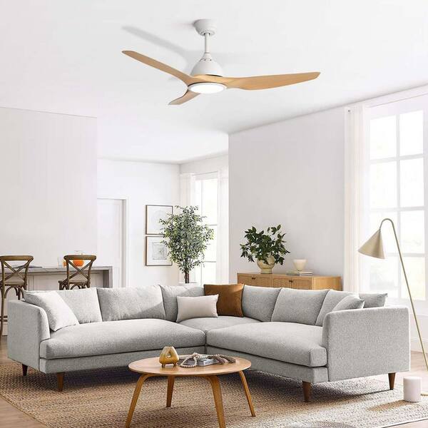 ra_523♡ PUDO 52 in. Modern Natural Indoor Ceiling Fan Light with 5 Solid