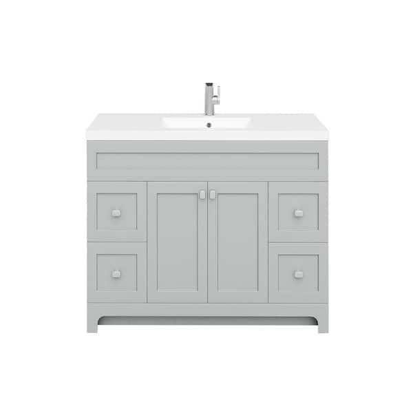 Cutler Kitchen and Bath Daisy 48 in. W x 21 in. D x 36 in. H S/Sink Free Standing Bath Vanity in Canadian Gray with Cultured Marble Top in White