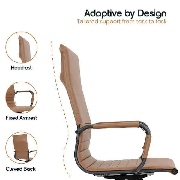Leisuremod Harris High Back Leather Desk Swivel Armrests Modern