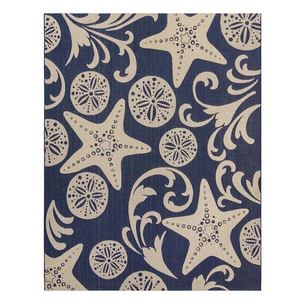 Paseo Canoa Navy Starfish 5 ft. x 7 ft. Indoor/Outdoor Area Rug