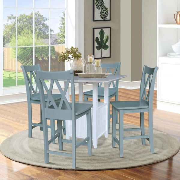 Counter height drop outlet leaf table and chairs