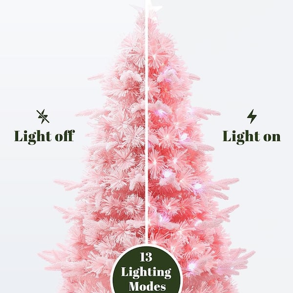 LuxenHome 6 ft. Prelit Pink Cherry Blossom Artificial Christmas