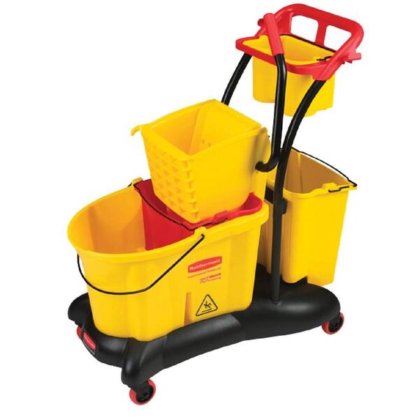 Rubbermaid Commercial Products 35 Qt. Yellow WaveBrake Side Press Mopping Trolley