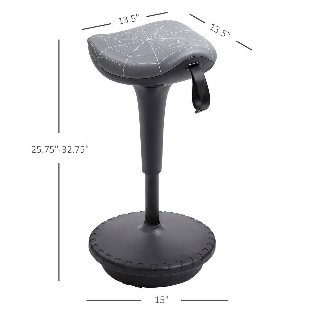 Gray Adjustable Saddle Style Swivel Wobble Stool