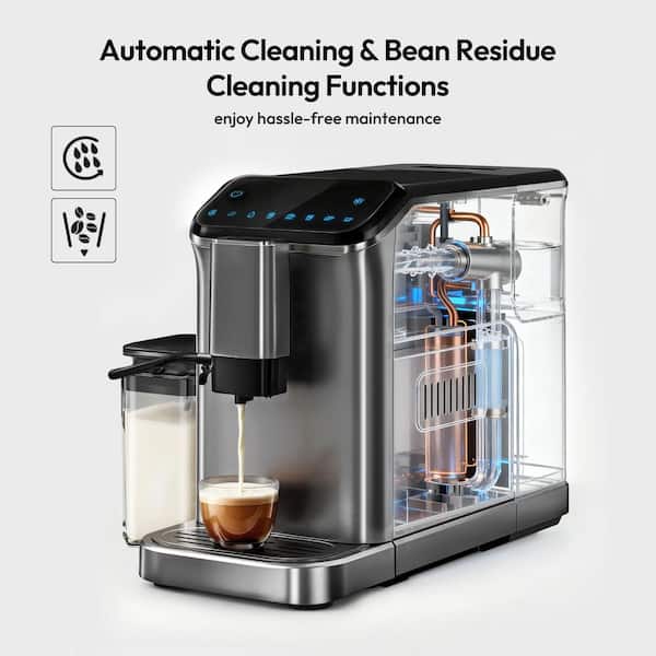 SIMZLIFE 2-Cup Silver Fully Automatic Espresso Machine with 15