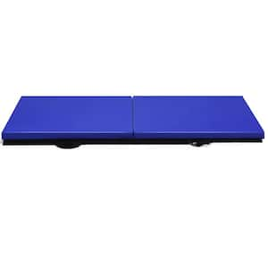 PROSOURCEFIT Tri-Fold Folding Thick Exercise Mat Blue 6 ft. x 4 ft