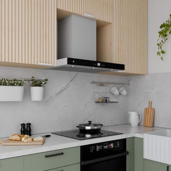 30 in. Convertible Vent Wall Mounted Range Hood 600 CFM Gesture Sensing in Stainless Steel with Baffle Filter and Lamp