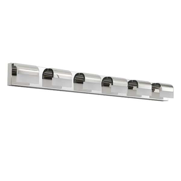 46.5 in. 6-Light Chrome LED Bathroom Vanity Light Over Mirror Wall Light
