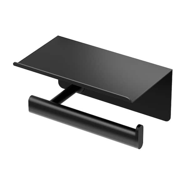 Elevate Wall Mounted Toilet Paper Holder with Mobile Shelf in Matte Black