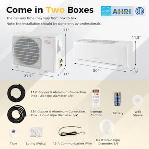 21 SEER2 17,000 BTU 1.5 Ton Ductless Mini Split Air Conditioner with Heat Pump Energy Star Certified 208/230V