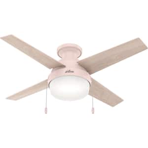 Ristrello 44 in. Indoor Blush Pink Low Profile Ceiling Fan with Light Kit