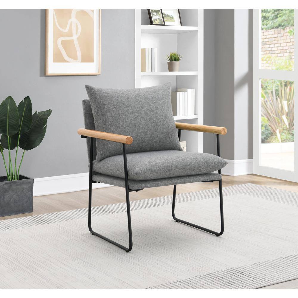 Charcoal Metal Contemporary Accent Chair with Padded Cushion