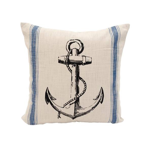 C&F HOME Anchor Feed Sack Tan Geometric Down Alternative 20 in. x 20 in. Throw Pillow