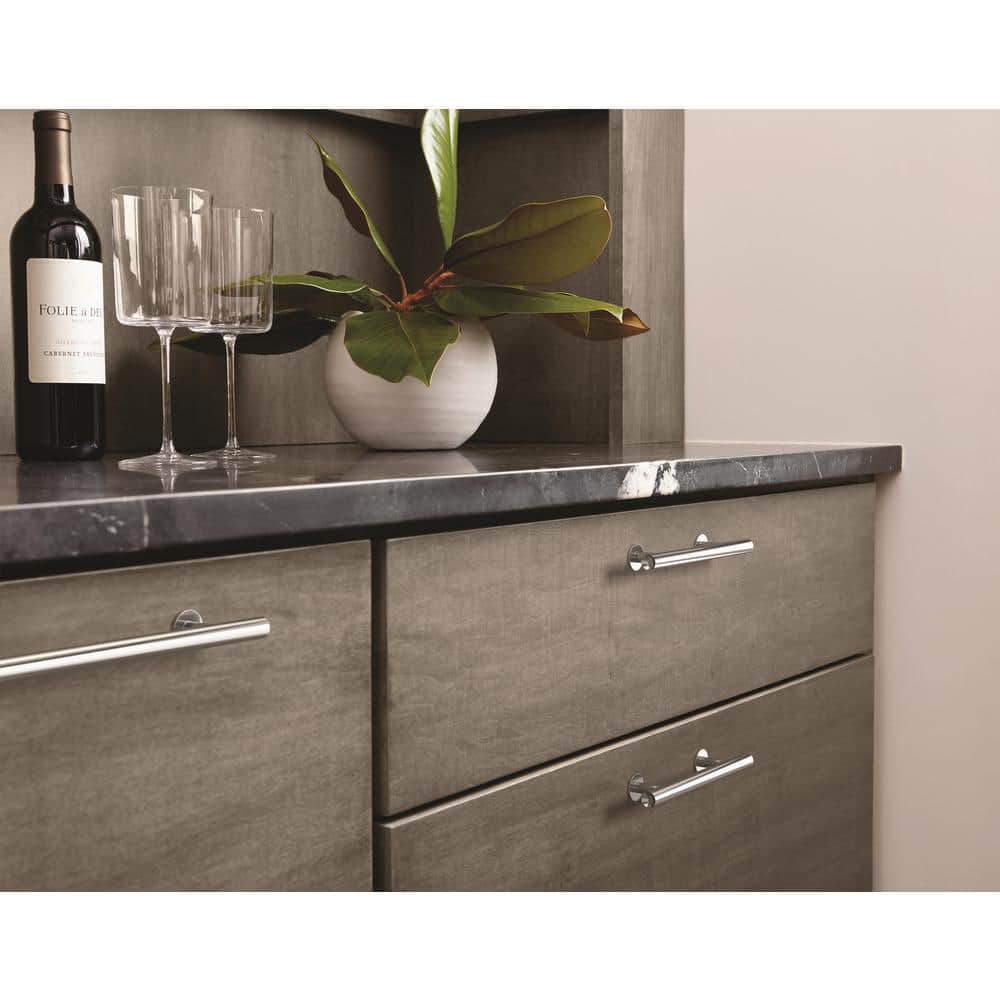Polished Chrome Cylindrical Bar Cabinet Pull with Mounting Hardware