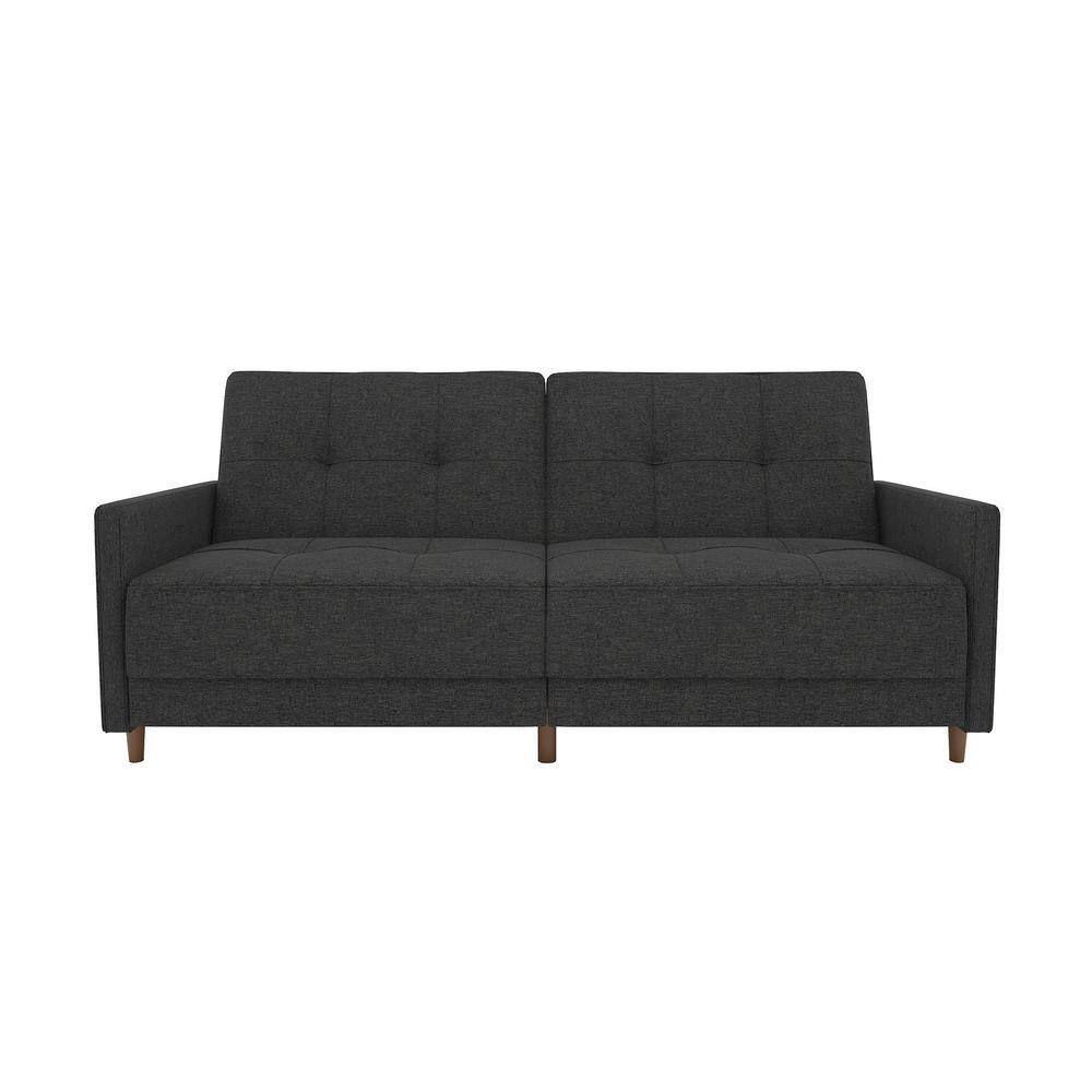 Andora Gray Linen Tufted Twin Sleeper Sofa with Wood Legs