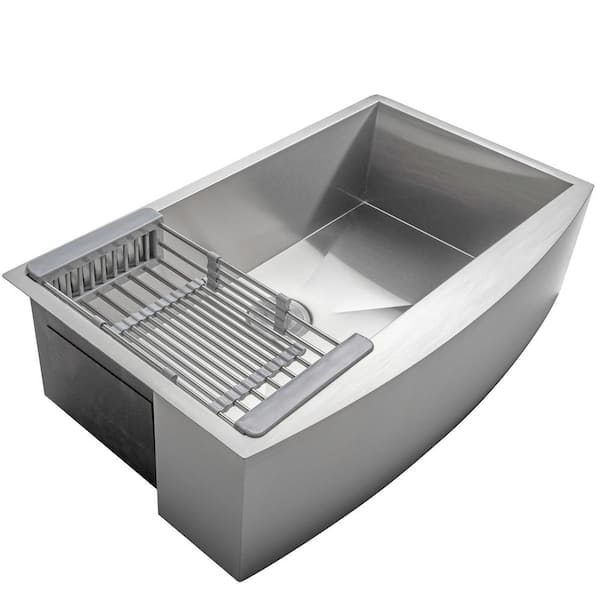 Handmade Farmhouse Stainless Steel 30 in. x 20 in. Single Bowl Kitchen Sink  with Drying Rack