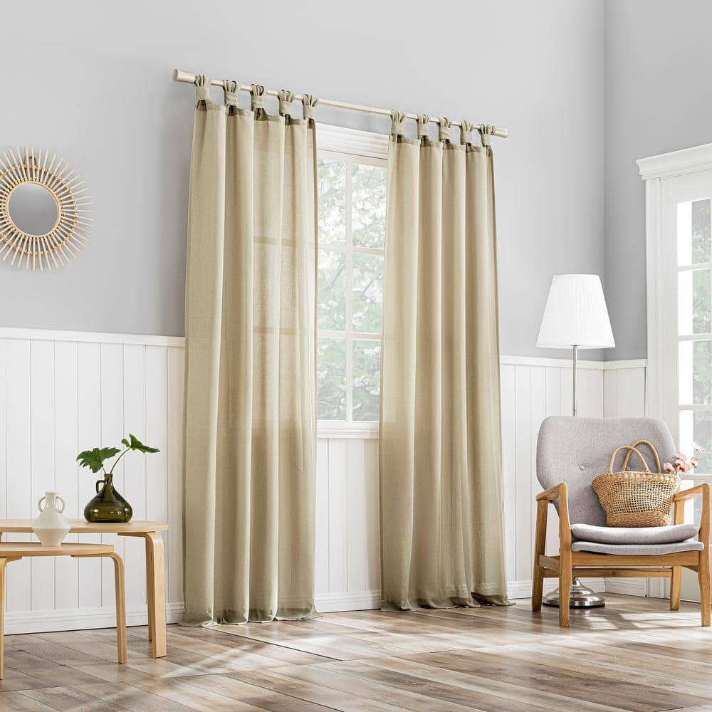 Taupe Polyester Light-Filtering Tab Top Curtain Panel 40"x84"