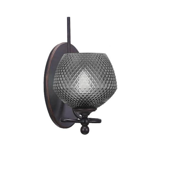 Royale 1 Light Dark Granite Wall Sconce with 6" Smoke Textured Glass, No Bulb Include
