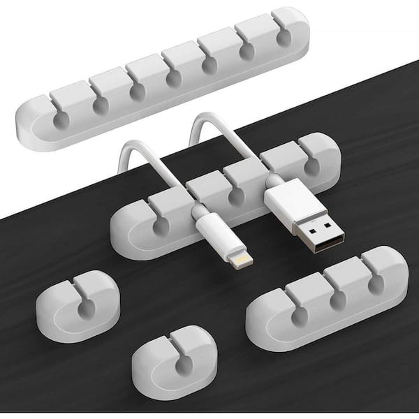 Desk Accessories for Charging Organizer Grey 5 Pack Adhesive Cord Holder Cleans Messy Wires for Home Car Office