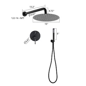 10 in. Wall Mounted Fixed and Handheld Shower Head 2 GPM in Matte Black