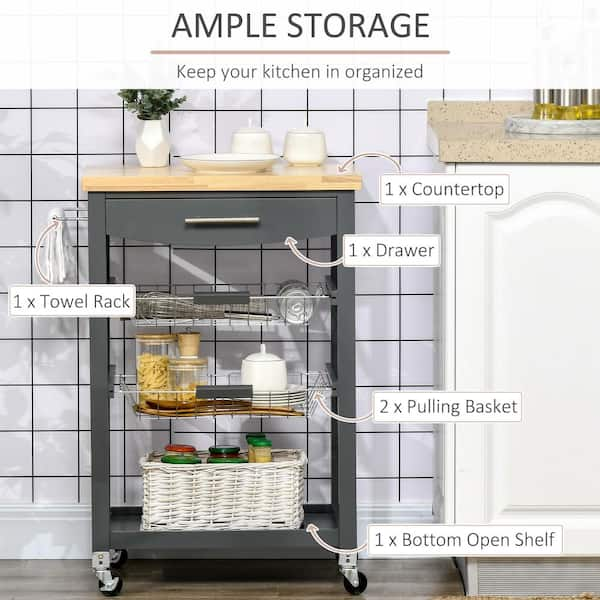 Linon Home Decor Todd Green Kitchen Cart with Granite Top and Storage