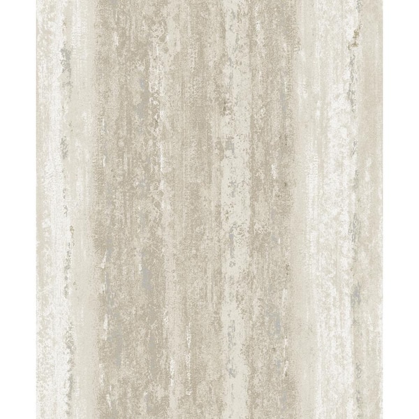 Walls Republic WeatheRed Abstract Stripes Wallpaper Taupe Paper Strippable Roll (Covers 57 sq. ft.)