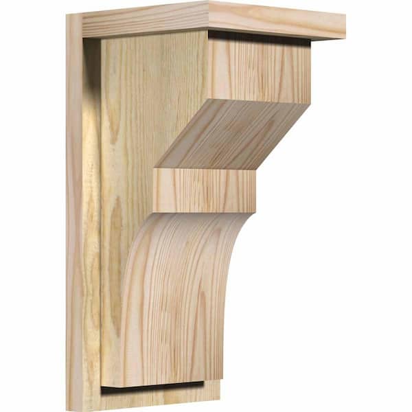 Ekena Millwork 8 in. x 8 in. x 16 in. Douglas Fir Monterey Rough Sawn Corbel with Backplate