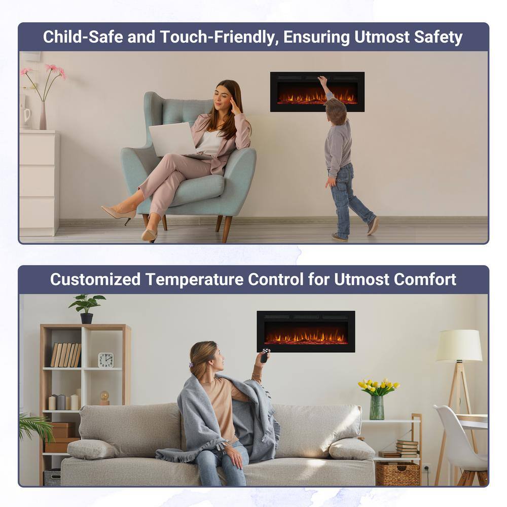 Alice 30" Black Wall Mounted Electric Fireplace with LED Display