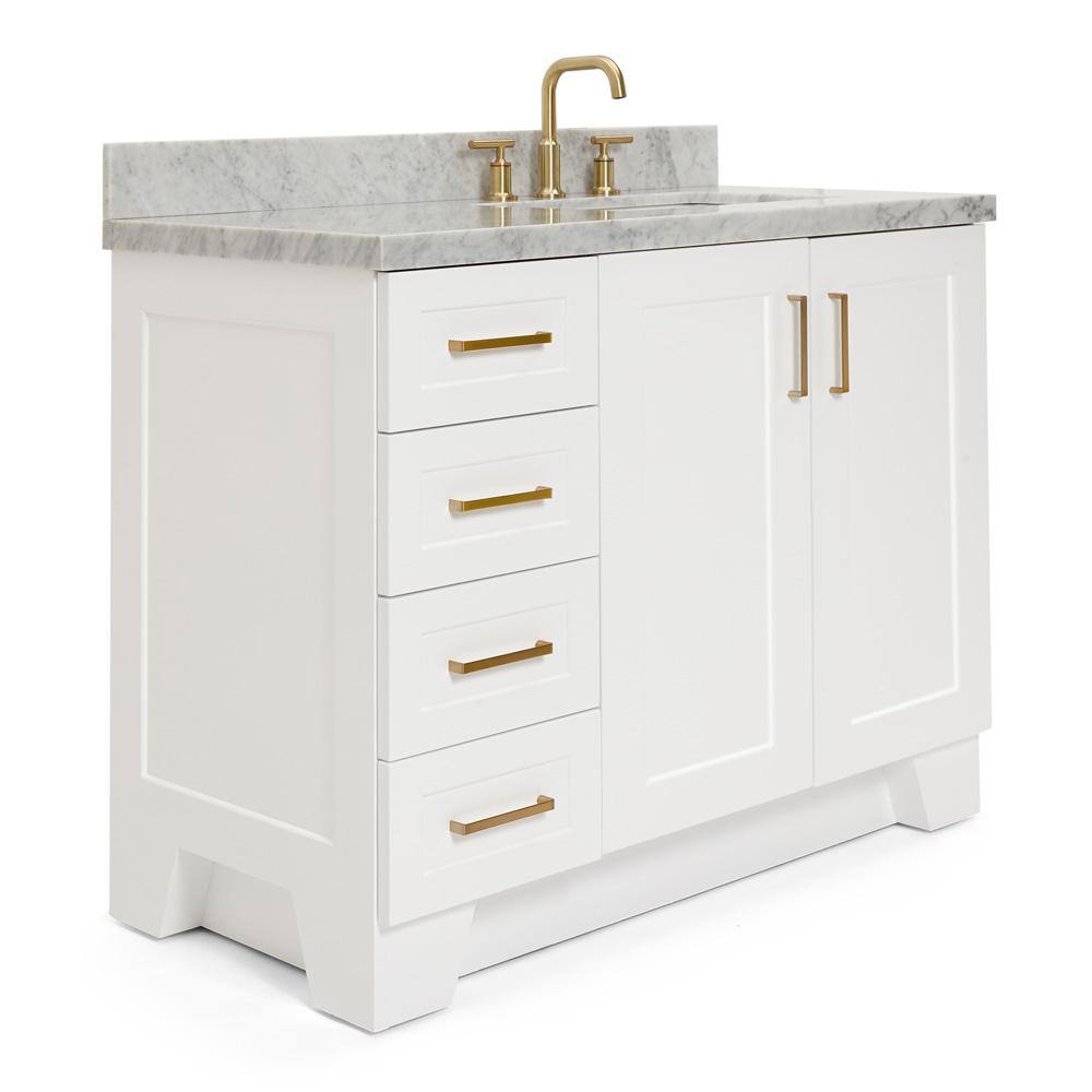 White 43" Single Sink Vanity with Marble Top