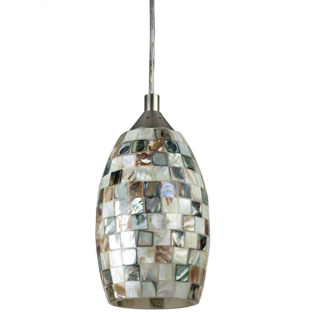 Venice 9-Watt Integrated LED Brushed Nickel Dimmable Hanging Pendant Fixture with Decorative Designers Glass Shade price history on PriceWatchPro