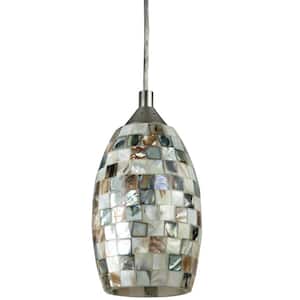 Venice 9-Watt Integrated LED Brushed Nickel Dimmable Hanging Pendant Fixture with Decorative Designers Glass Shade