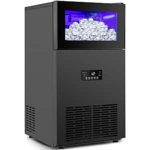 15in. 130LBS/24H Black Ice Maker in Stainless Steel with 35LBS Storage Bin