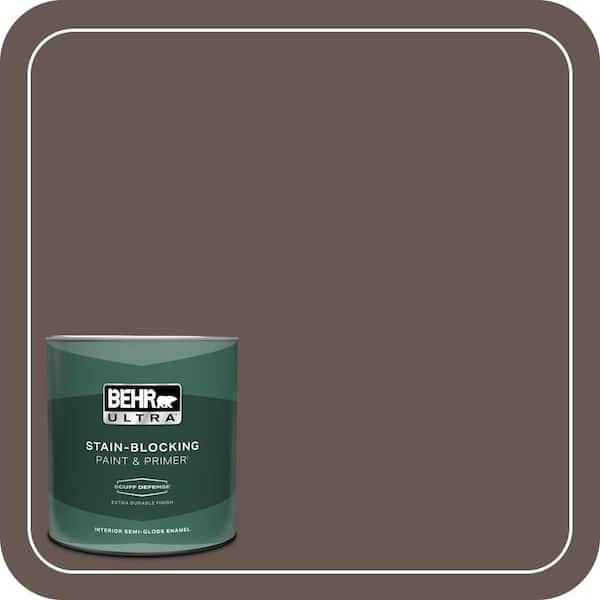 BEHR ULTRA 1 qt. Home Decorators Collection #HDC-FL14-10 Pine Cone Brown Extra Durable Semi-Gloss Enamel Interior Paint & Primer